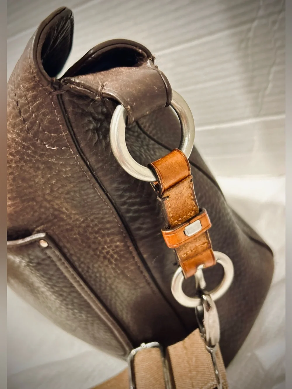 Vintage Y2K Coach 10130 Brown Chelsea Pebbled Leather Hobo Shoulder Bag Purse